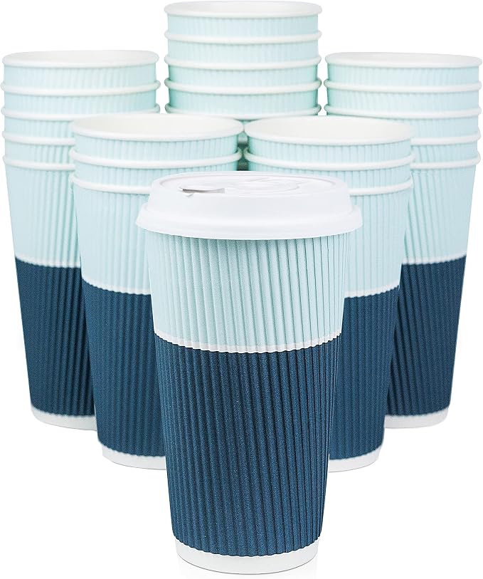 To Go Coffee Cups With Lids - 22 oz Disposable Coffee Cup With Lid. Large Togo by Glowcoast
