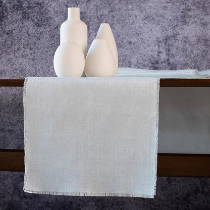 Christmas Table Runner with Fringe- 14x108 Inch Long Blue 100% Pure Linen Runner - Image 4