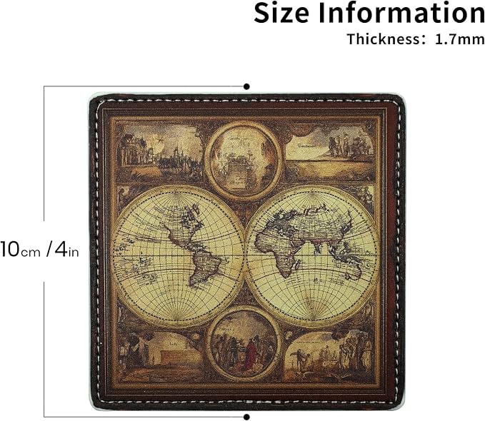 Marble Coasters Square Leather Drinks Coaster Set - Image 4