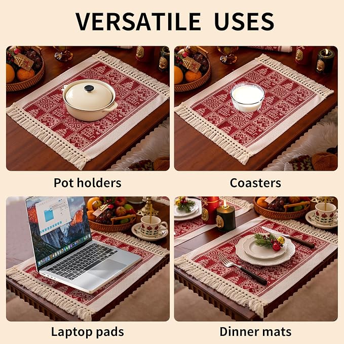 Placemats Set of 4, Christmas Tree Placemat - Image 6