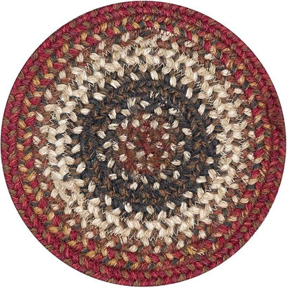 Homespice Chester Jute Braided Trivets for Table, Warm Lodge and Cabin Decor, Set of 3, Red 8" Round Heat Resistant Mats - Rich Colors, Easy to Clean, Durable and Protects Furniture