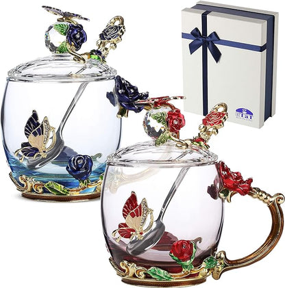 BTaT- Floral Glass Tea Cups by BrewToATea