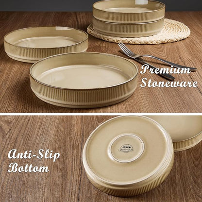 E-far Pasta Bowls Set of 4, 35oz Large Salad Bowl Plate - Image 6