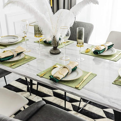 Home Brilliant Cloth Placemats Set of 6 Heat Resistant Dining Table Place Mats Kitchen Table Mats for Holiday Dinner Decor, Grass Green
