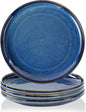 Ceramic Flat Plates Set of 4-8 in - The Dessert, Salad, Appetizer, Small Lunch, etc Plate. Microwave, Oven, and Dishwasher Safe, Scratch Resistant. Kitchen Porcelain Dish-Royal Blue