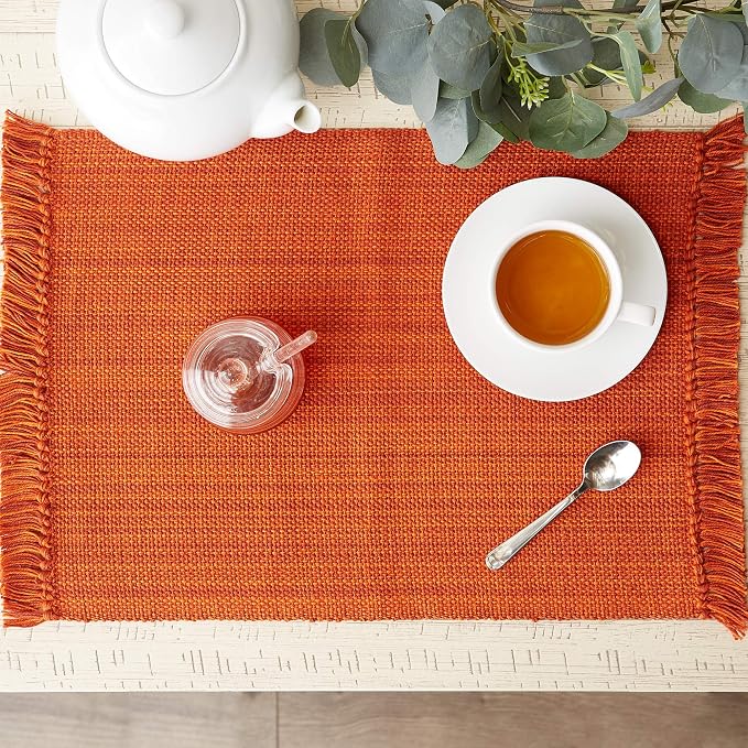DII Variegated Tabletop Collection, Placemat Set3x19, Burnt Orange, 6 Piece - Image 3