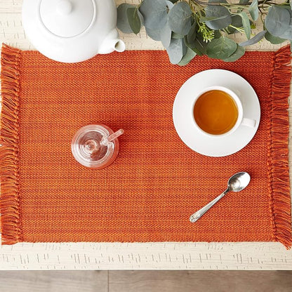 DII Variegated Tabletop Collection, Placemat Set3x19, Burnt Orange, 6 Piece - Image 3