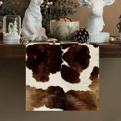 Cow Print Table Runner Seasonal Spring Fall Kitchen Dining Linen Table - Image 2