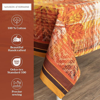 Maison d' Hermine Table Cloth Rectangle Table 100% Cotton 60 x 108 Inches Fall Tablecloth Reusable Everyday Use for Thanksgiving Christmas Decorations Dining Farmhouse Party (Thanksgiving Tartan)