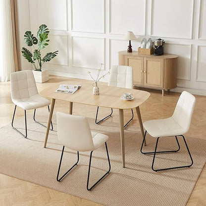 55.1''Dining Table Set for 4,Modern Wood Dining Table,Leather Dining Chairs 4,Table and Chairs Set of 4,Ideal for Kitchen Dining Room (Cat Scratch Table, 55.1")