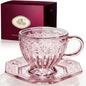 Vintage Glass Tea Cup and Saucer Set, 12 oz Large Coffee Cup | Handcrafted by Unknown