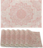 Pink Mandala Placemats Set of 6,Boho Flower Waterproof Non-Slip Washable Table Mats for Kitchen Dining Holiday Party Wedding Decor 12x18 Inch