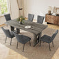 7-Piece Dining Table Set for 6 People, 70.8" MDF Kitchen Table with 6 Velvet Chairs, Space-Saving for Dining Room, Breakfast Nook(Grey Table+6 Grey Chairs)