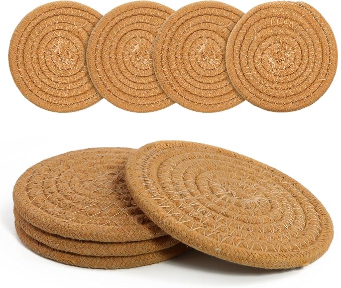 Coasters Set of 4 for Drinks, Cotton Woven 4 Colors Absorbent Boho Coasters for by krastmon
