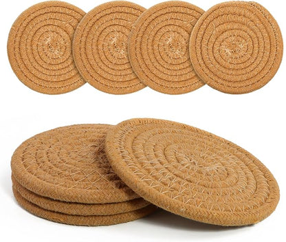 Coasters Set of 4 for Drinks, Cotton Woven 4 Colors Absorbent Boho Coasters for by krastmon