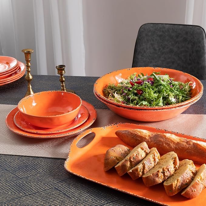 Rustic Melamine 130 OZ Serving Bowls, 13.75” Durable Extra Large Melamine Pasta - Image 4