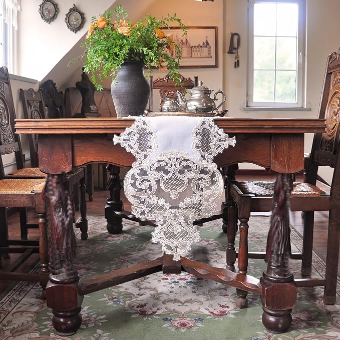 Elegant Vintage Lace Table Runner 36 inches Long - Image 9