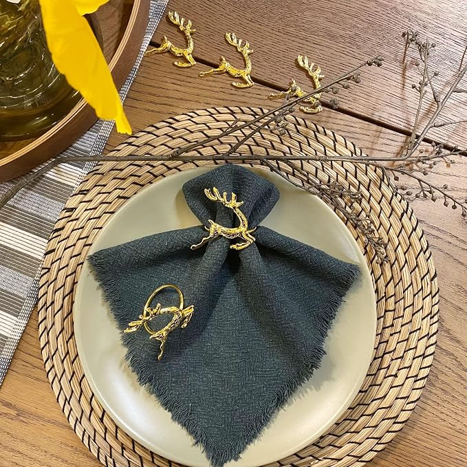 Christmas Gold Deer Napkin Rings Set of 12 - Image 2