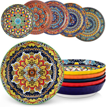 vancasso 32 Oz Pasta Bowls, Porcelain Large Colorful Salad Soup Bowls Set of 6 by vancasso
