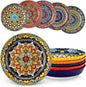 vancasso 32 Oz Pasta Bowls, Porcelain Large Colorful Salad Soup Bowls Set of 6 by vancasso