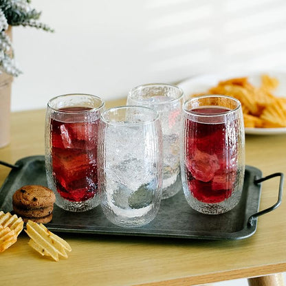 BTaT- Double Walled Glasses, 4 Pack, 12 oz, Insulated Dotted Glass Cups - Image 6