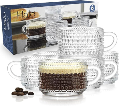 Glaver's Espresso Cups, Small 3 oz Set of 6 Shot Glasses Coffee Espresso Mugs by Glavers