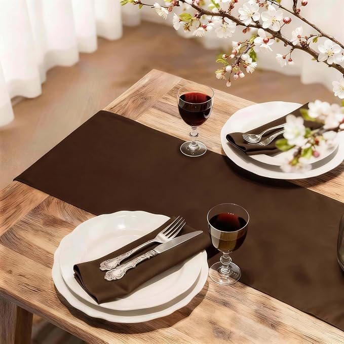 FOLINS&HOME Brown Waterproof Decorative Table Runner 36 Inches Long | 210GSM - Image 2