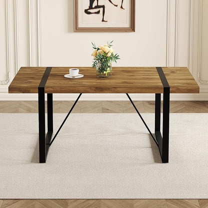 Dinner Table for 6-8, 71'' Kitchen Table,Kitchen & Dining Room Tables, MDF Wood Dining Table with Metal Legs for Living Room & Dining Room