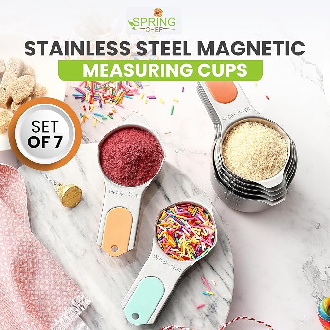 Spring Chef Magnetic Stainless Steel Measuring Cups Set of 7, Desert Sunset | - Image 2