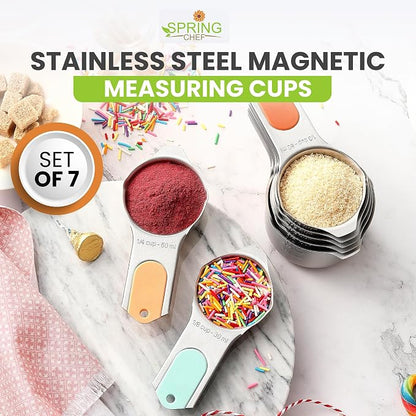 Spring Chef Magnetic Stainless Steel Measuring Cups Set of 7, Desert Sunset | - Image 2