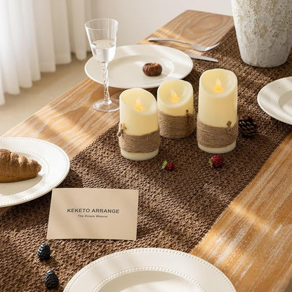 Fall Thanksgiving Boho Macrame Brown Table Runner 13x108 Inch | Woven Burlap - Image 2