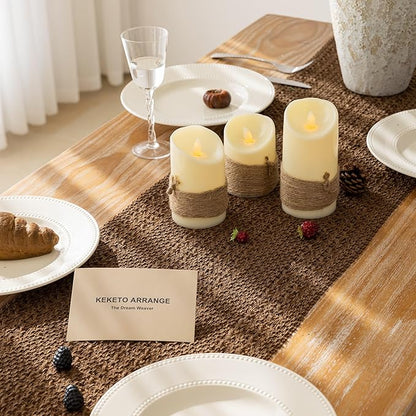 Fall Thanksgiving Boho Macrame Brown Table Runner 13x72 Inch | Woven Burlap - Image 3