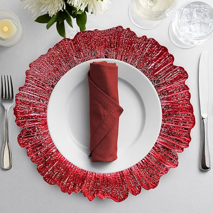allgala 13-Inch 6-Pack Heavy Quality Round Charger Plates-Reef Red-HD80339