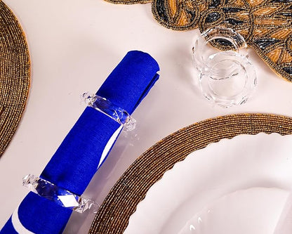 ALPHA Living HOME Transparent Acrylic Napkin Rings - Set of 12 Elegant Serviette Holders for Wedding, Party, Dining Table & Holiday Décor - Clear Napkin Rings by