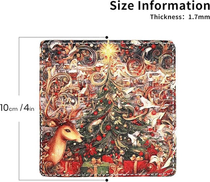 Christmas Coasters Square Leather Drinks Coaster Set - Image 4