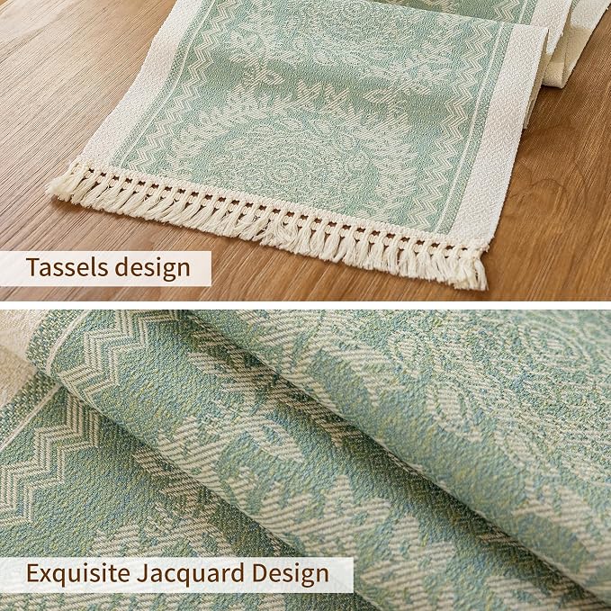 14x72 Medallion Table Runner Waterproof Rustic Farmhouse Macrame | Tired of a - Image 3