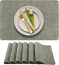 More Décor Faux Leather Placemats Set of 6 for Dining Table – Waterproof, Wipeable, Washable, Stain & Heat Resistant, Non-Slip Table Mats – 12 X 17 Inch, Light Grey