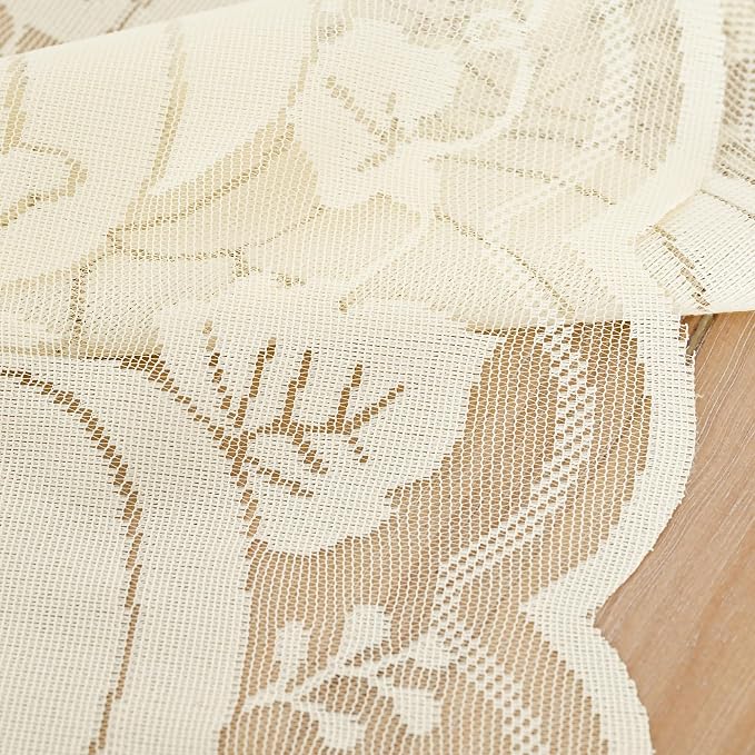 Artoid Mode Beige Lace Jacquard Pumpkin Leaf Fall Table Runner, Seasonal - Image 6