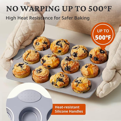 BRONYPRO 12-Cup Non Toxic Nonstick Ceramic Muffin Pan & Cupcake Tin, PFOA & - Image 8