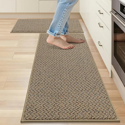COSY HOMEER Kitchen Rugs Non Slip Washable 24"x36"+24"x60" Absorbent Kitchen Mats for Floor Stain Resistant Kitchen Runner Rug Sets of 2 Kitchen Floor Mats for Sink,Taupe