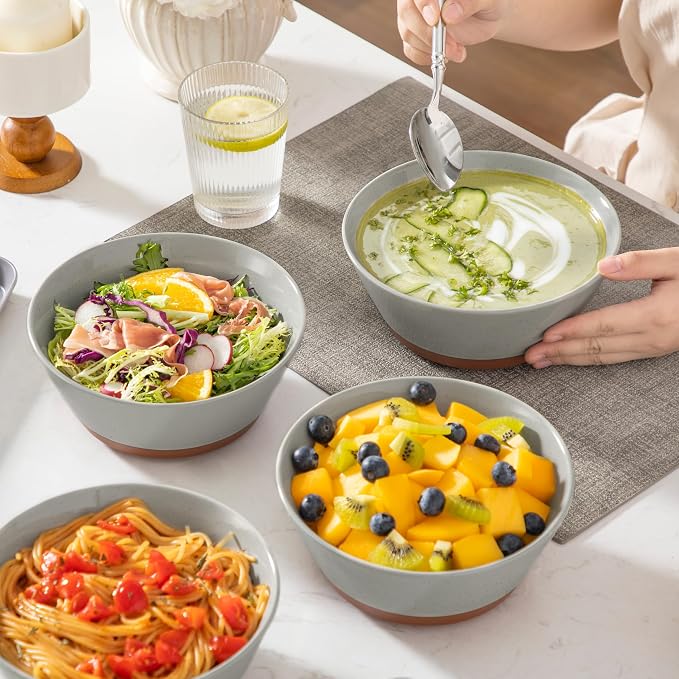 MALACASA Soup Bowls, Ceramic Salad Bowls Set of 4, 36oz Ceramic Bowls | - Image 7