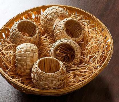 Lightnpro Natural Rattan Decorative Napkin Rings Set of 12, Serviette Napkin Rings Bulk for Party Decoration, Table Top Décor for Dinning Table, Everyday, Christmas, Easter Family Gatherings