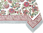 ATOSII Ruby 100% Cotton Square Summer Tablecloth, Block Print Floral Table Cloth for Dining Table, Parties, Weddings, Outdoors Grand Millenial Decor I 60 X 60 Inches I 4 Seater I