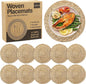 Elcoho 10 Pieces Round Woven Placemats 13.8 Inch Boho Rattan Placemats Farmhouse Braided Place Mats Woven Plate Chargers Rustic Wicker Table Mats for Dining Table
