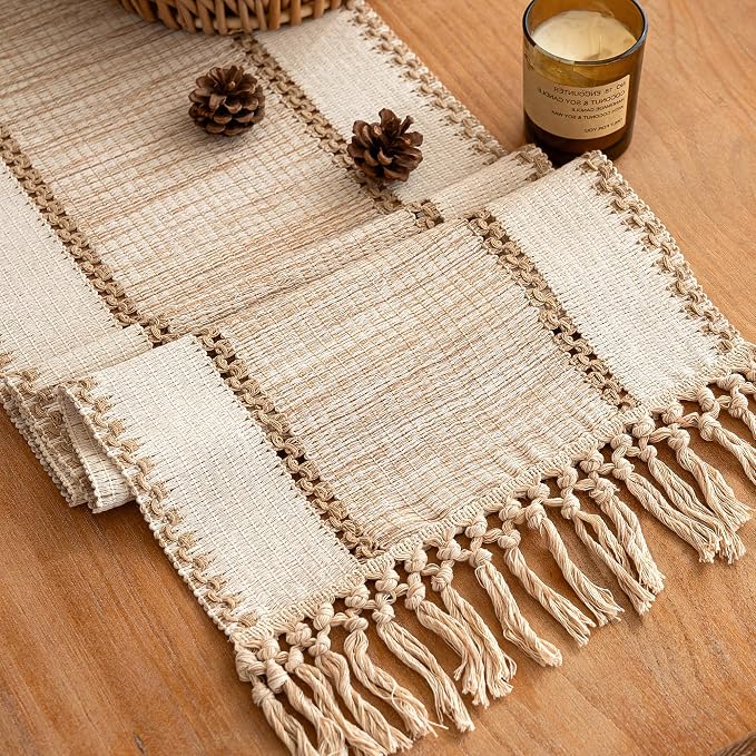 Boho Fall Table Runner Burlap for Home Kitchen Decor 13x72 Inch | 72 Inch Long - Image 8