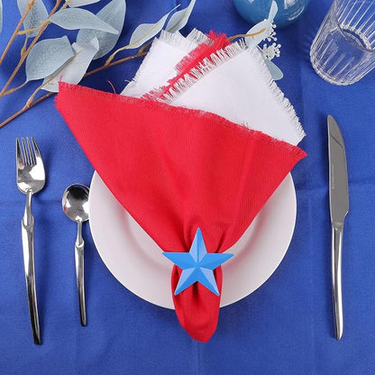 Patriotic Napkin Rings Set of 6, Star Napkin Ring Holders - Image 2