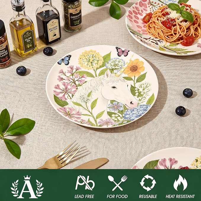 11 Inch Dinner Plates Set of 4, Ceramic Large Kitchen Plates | Ideal - Image 6
