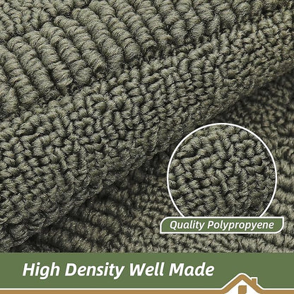 BEQHAUSE 24x36 Inch Kitchen Rug Mat Durable Kitchen Rugs Non-Slip Washable Absorbent Kitchen Mats for Floor Dirt-Resistant Semicircular Kitchen Mat (Green)