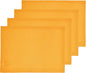 Solino Home Linen Cloth Placemats Set of 4-100% Pure Linen Tangerine Yellow Placemats 14 x 19 Inch for Spring - Fete