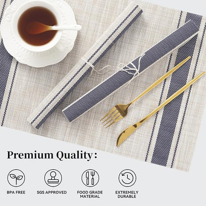 Leetaltree Khaki-Blue Placemats, Heat Resistant Non-Slip Place mats - Image 2